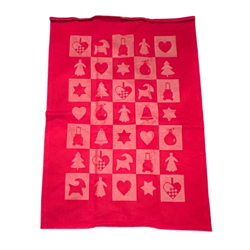 Ekelund Tea Towel Holiday Christmas Red Swedish Folk Art Cotton Linen Jacquard